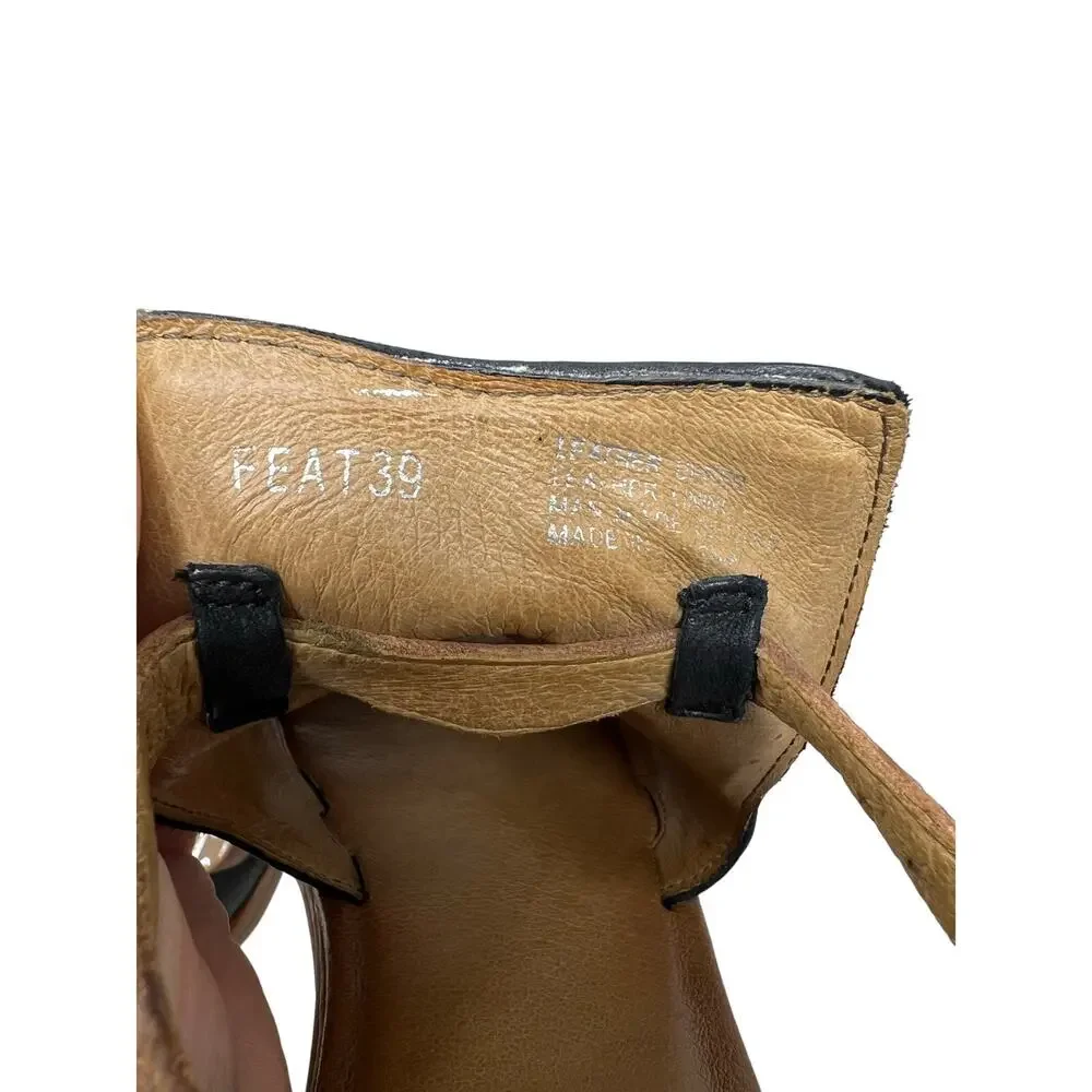 NWT Miz Mooz Women's Feat Black Leather Studded Cutout Sandals 39/8.5